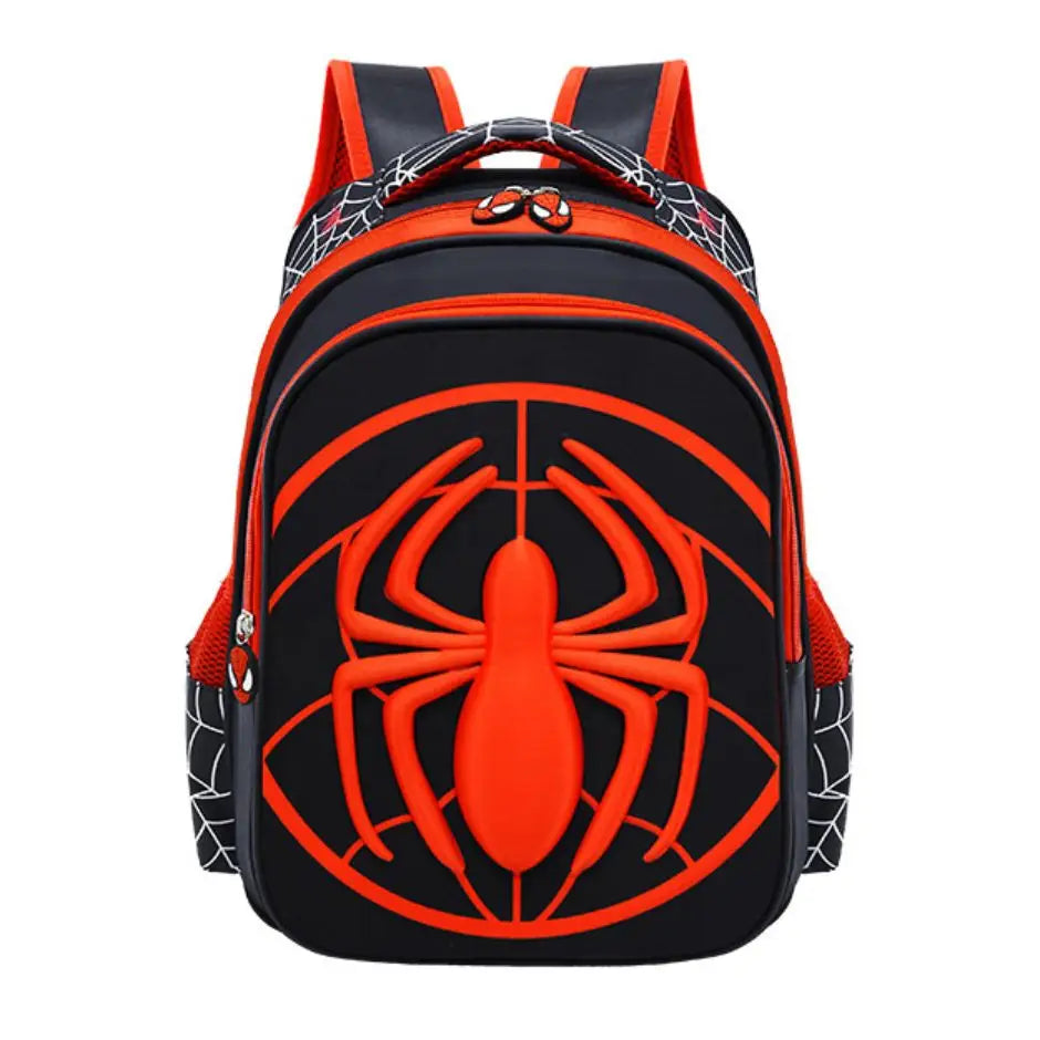 Sac à dos spiderman pour enfant noir et orange avec un emblem 3d araignée idéal comme cartable spiderman sac a dos disney