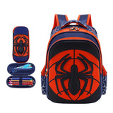 Sac à dos spiderman pour enfant orange et bleu marine avec grand emblème araignée noir cartable spiderman sac a dos disney