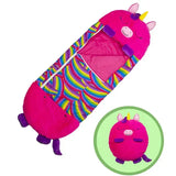 Sac de couchage dessin animé enfant rose licorne avec tissu doux et motif rayé arc-en-ciel pour couchage enfant