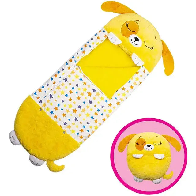 Sac de couchage dessin animé enfant jaune en peluche étoilée doux et confortable pour couchage enfant