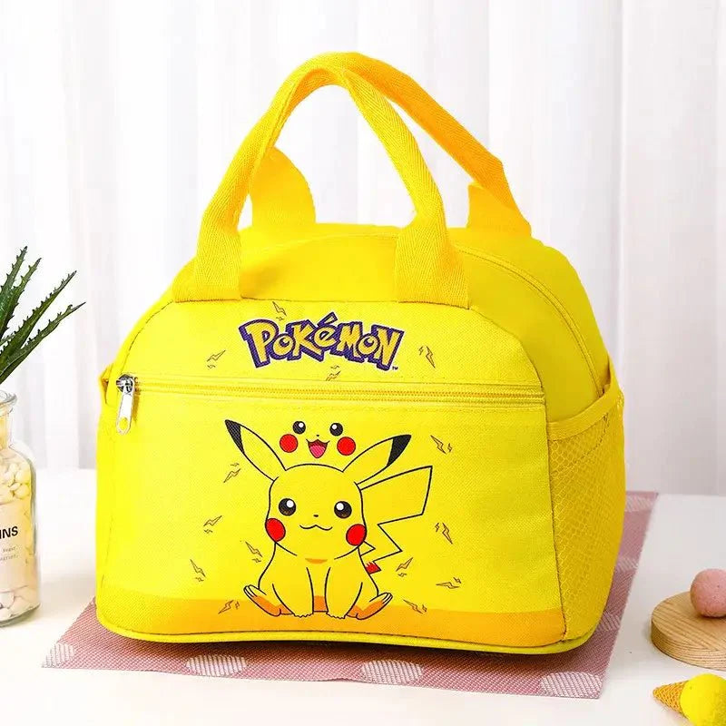 Sac isotherme pikachu jaune vif avec logo brodé pokémon et illustration cartoon pour sac repas isotherme pokemon pikachu