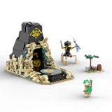 Lego sanctuaire zelda breath version compatible lego avec temple en pierre noir et brun et ninja dans un monde captivant