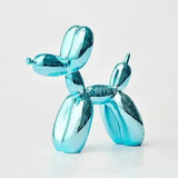 Sculpture chien ballon brillant turquoise métallisée avec finition réfléchissante en matériau glossy