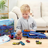 Construction set transporter truck with 7 cars