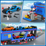 Construction set transporter truck with 7 cars