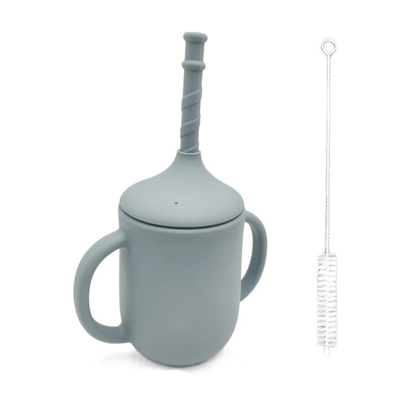 Gobelet d'apprentissage incassable SipSafe™ en silicone avec paille (sans BPA)