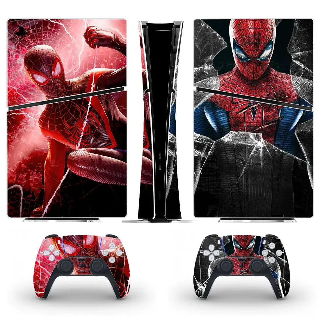 Console et manettes Spider-Man pour PS5 Slim Digital avec design graphique coloré