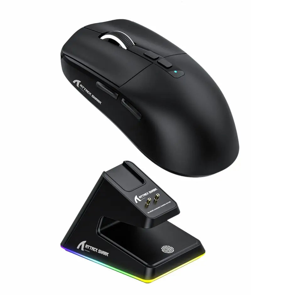 Souris pc gaming requin noire ergonomique avec molette argentée et technologie sans fil 26000 dpi pour pc portable