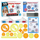 Ensemble spirographe dessin géométrique enfant avec outils colorés en plastique 3d et lunettes rouges et bleues