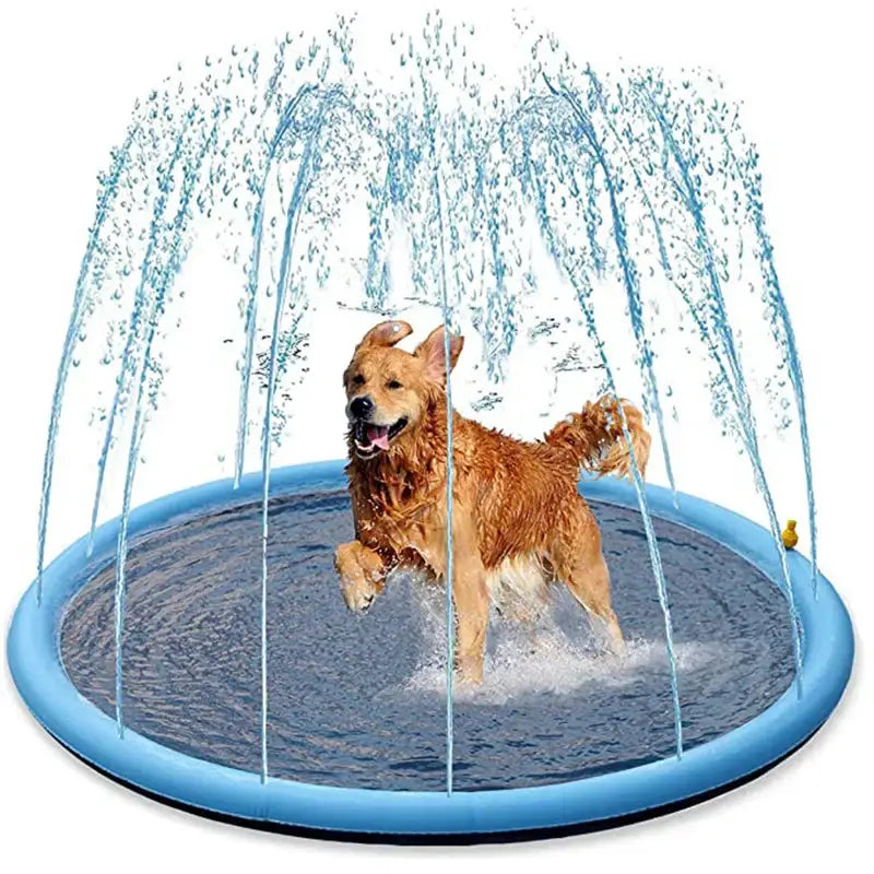 Tapis arroseur bleu gonflable pour chien avec jets d eau arqués splash jouet d été et jeu d eau ultime