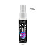 Bouteille spray en plastique blanc avec label noir sevich hair color spray et design floral coloré pour coloration temporaire cheveux