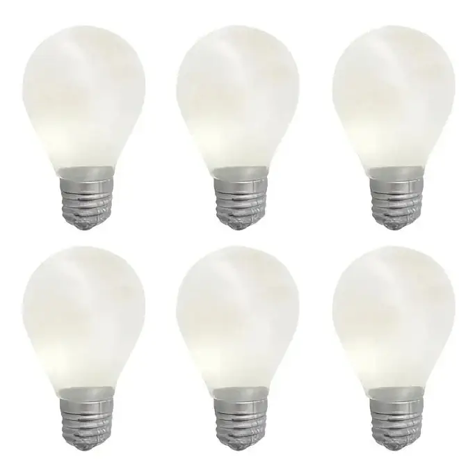 Six ampoules lumineuses en maltose en verre dépoli avec base métallique idéales pour magasins de jouets et déguisement carnaval