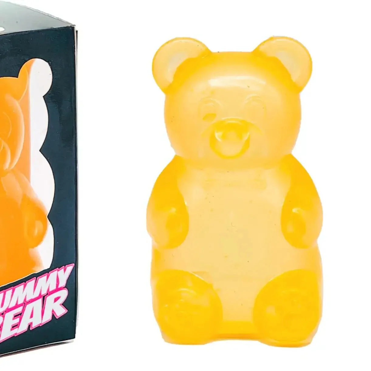 Squishy bonbon ourson moelleux jaune translucide en forme de bonbon ourson anti-stress en gel souple