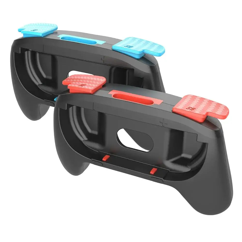 Support joy-cons Nintendo Switch 2 noir en plastique avec couvre-thumbsticks bleu et rouge pour démontage rapide capteur infrarouge