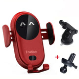 Chargeur induction voiture rouge avec finition brillante et affichage illuminé pour smartphones samsung et iphone