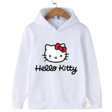 Sweat capuche hello kitty enfant blanc avec nœud rouge et texte imprimé noir pour enfants