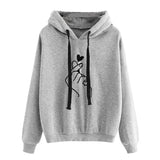 Sweatshirt à capuche love money gris chiné avec cordons noirs et motif minimaliste mains formant un cœur