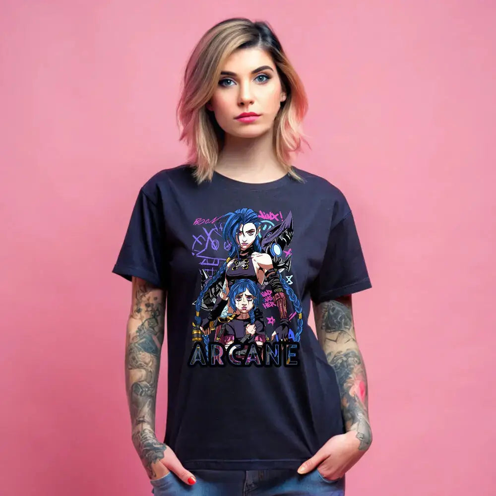 Jinx Arcane Anime Cotton T-Shirt