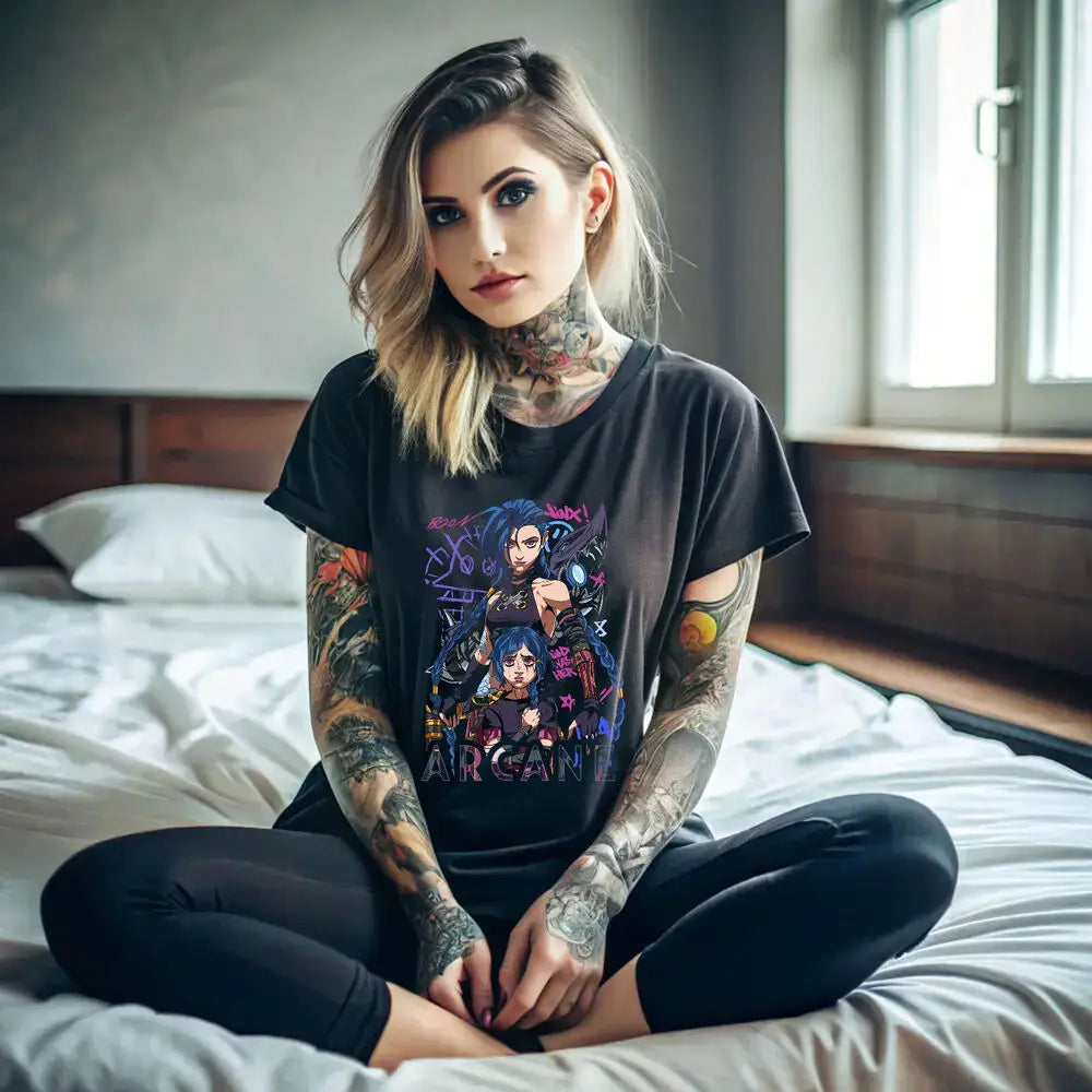 Jinx Arcane Anime Cotton T-Shirt