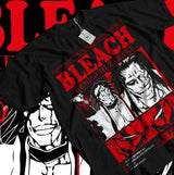 T-shirt coton bleach noir avec design saisissant kenpachi zaraki en impression rouge et blanc bold