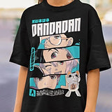 T-shirt dandadan anime noir oversize avec design original inspiré manga dandadan en impression colorée vive