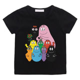 T-shirt enfant barbapapa noir à manches courtes avec imprimé coloré des personnages de la famille barbapapa