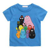 T-shirt enfant barbapapa bleu à manches courtes avec imprimé coloré des personnages de la famille barbapapa