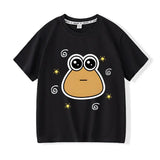 T-shirt enfant funny en coton doux noir avec personnage drôle de grenouille entouré d étoiles et tourbillons jaunes