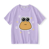 T-shirt enfant funny lavande en coton doux avec personnage drôle marron et étoiles jaunes pour enfants