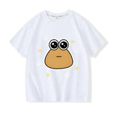 T-shirt enfant funny en coton doux blanc avec personnage drôle grenouille marron et étoiles jaunes