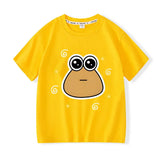 T-shirt enfant funny jaune en coton doux avec personnage drôle grenouille et motifs étoiles blancs