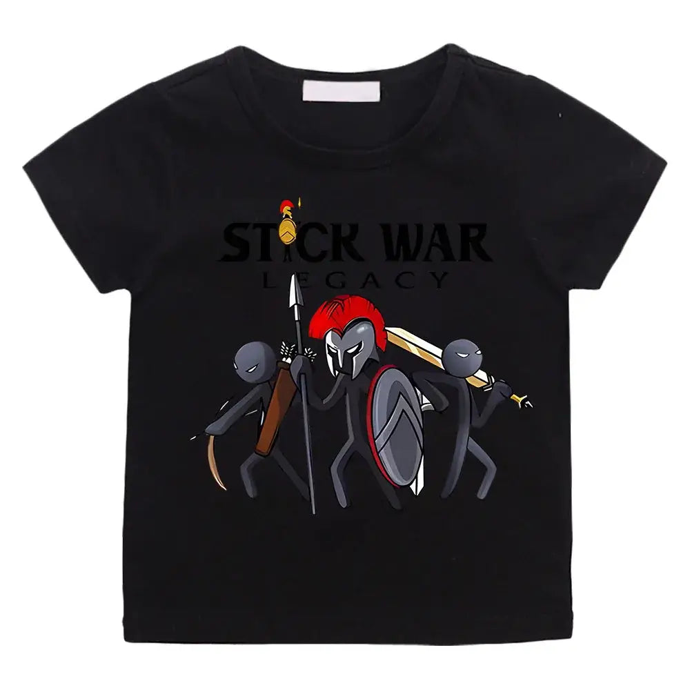 T-shirt enfant stick war noir avec imprimé graphique de guerriers stick war legacy sur le devant