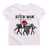 T-shirt enfant stick war en coton blanc manches courtes avec graphisme stick war legacy rouge et noir