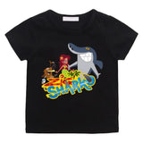 T-shirt enfant zig noir à manches courtes avec un graphique coloré zig et sharko et lettrage audacieux