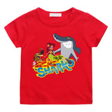 T-shirt enfant zig rouge manches courtes avec graphique coloré zig et sharko et lettrage bold