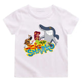 T-shirt enfant zig blanc manches courtes avec graphisme coloré zig et sharko en coton confortable