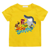 T-shirt enfant zig jaune avec un graphique coloré cartoon zig et sharko manches courtes