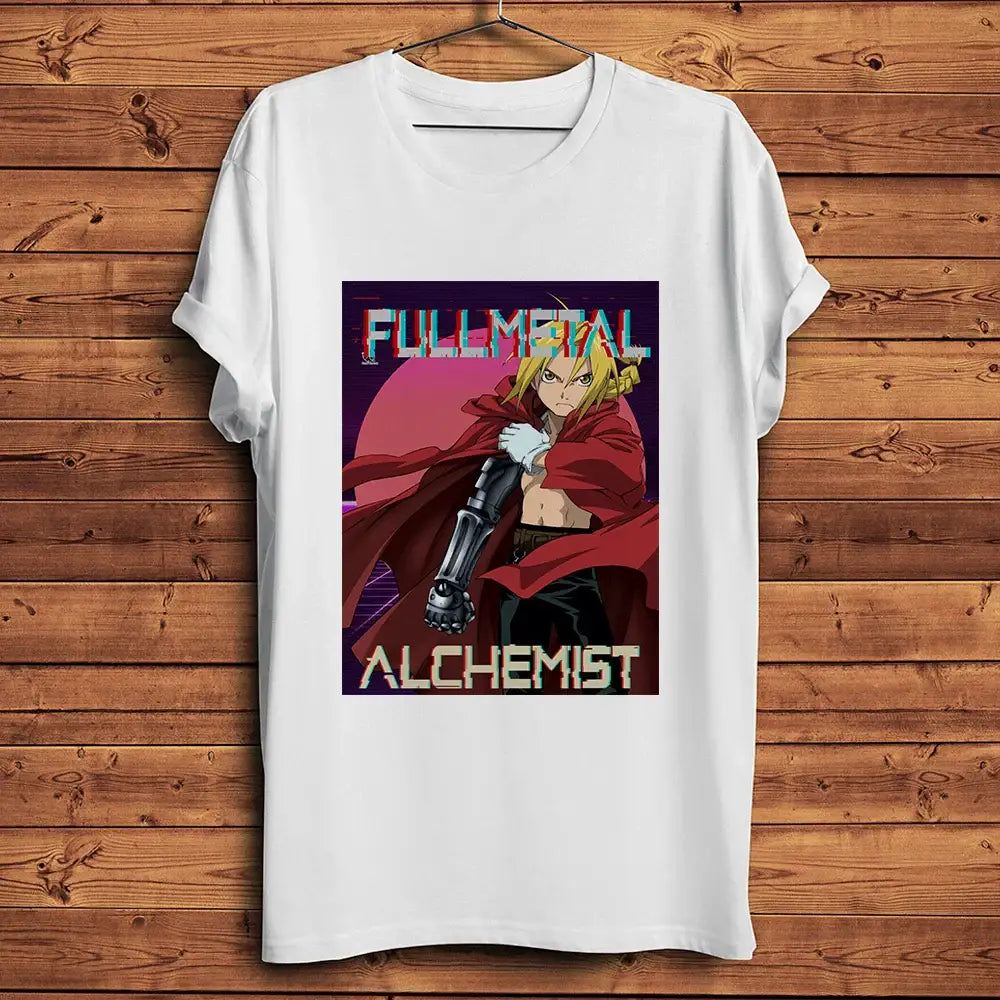 T-shirt fullmetal alchemist blanc avec illustration saisissante d alphonse elric en polyester léger alchemist