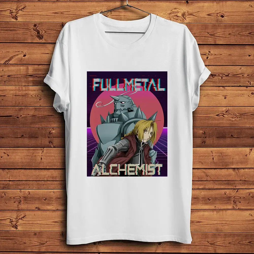 T-shirt fullmetal alchemist blanc avec illustration saisissante d alphonse elric en polyester léger alchemist