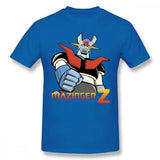 T-shirt homme mazinger z en coton bleu avec motif robot mazinger z rouge blanc et argent pour déguisement carnaval