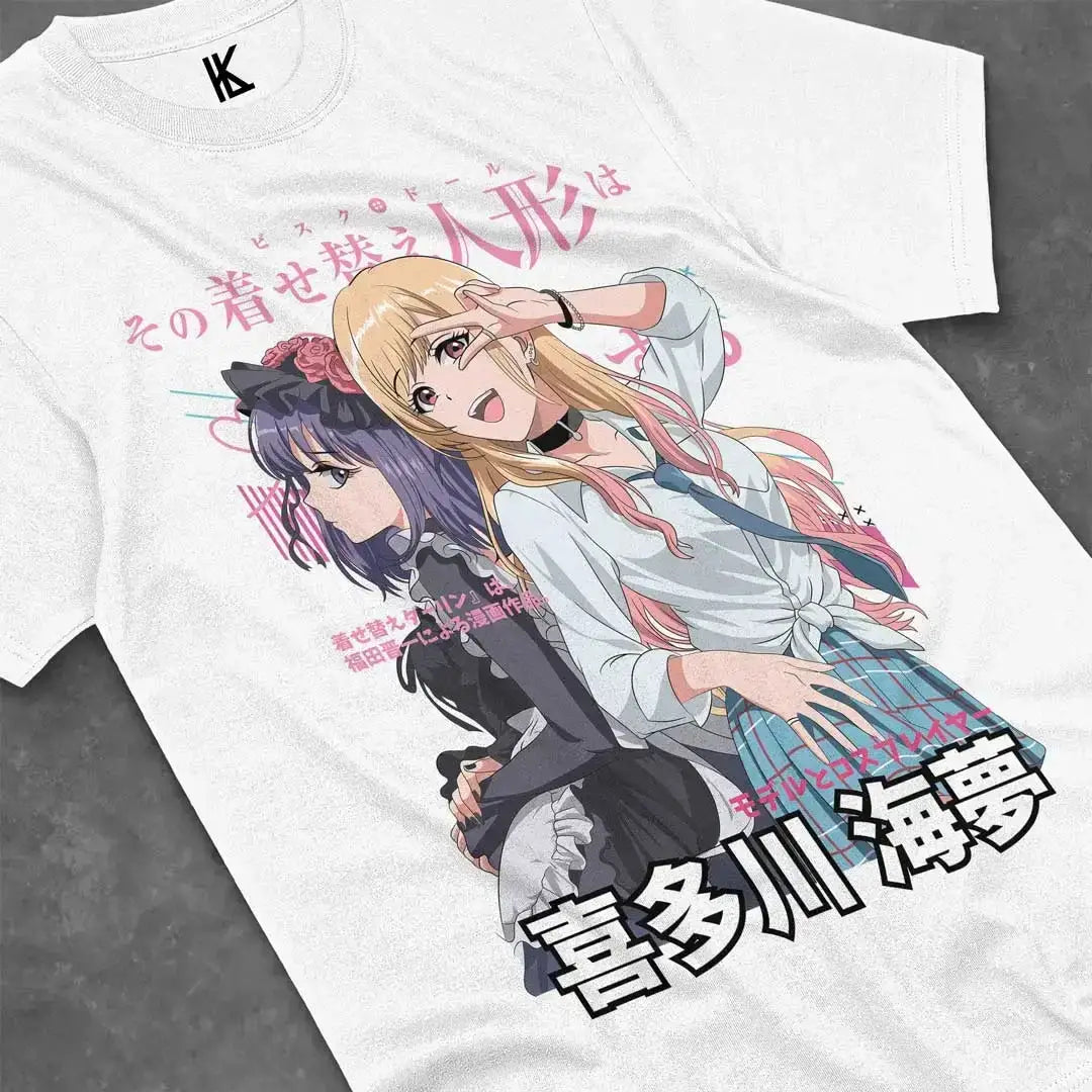 T-shirt blanc en coton avec design percutant animé de marin kitagawa de t-shirt dress-up darling girl