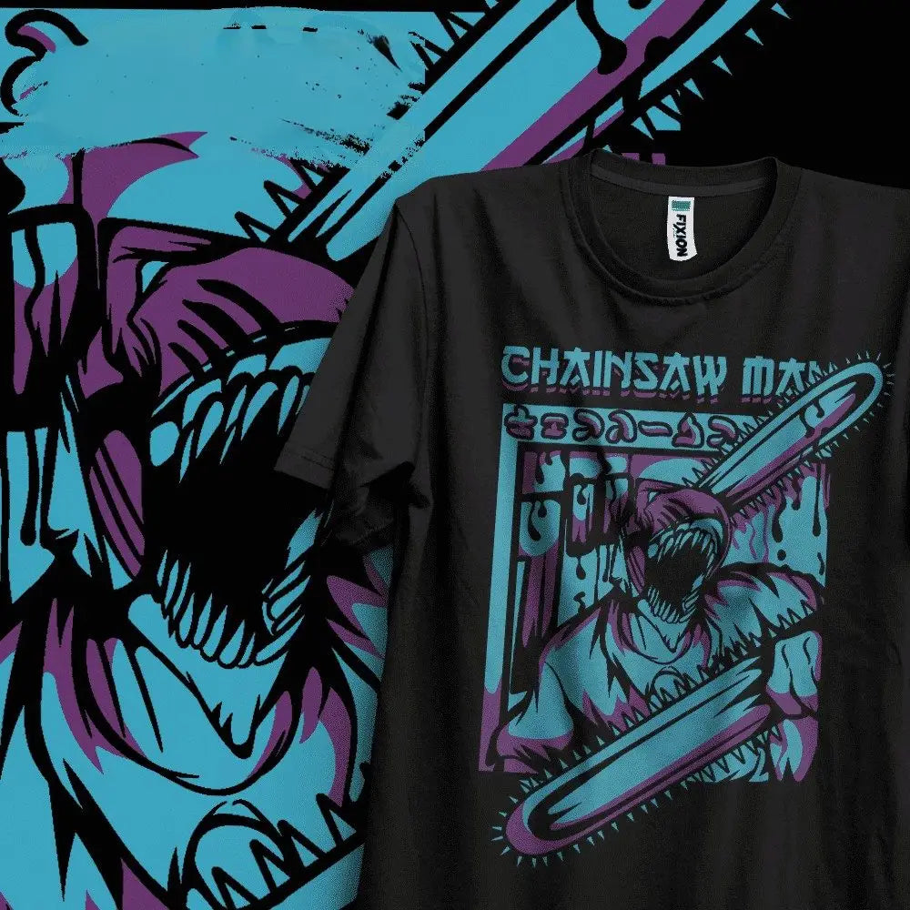 Black Anime Chainsaw Man T-Shirt