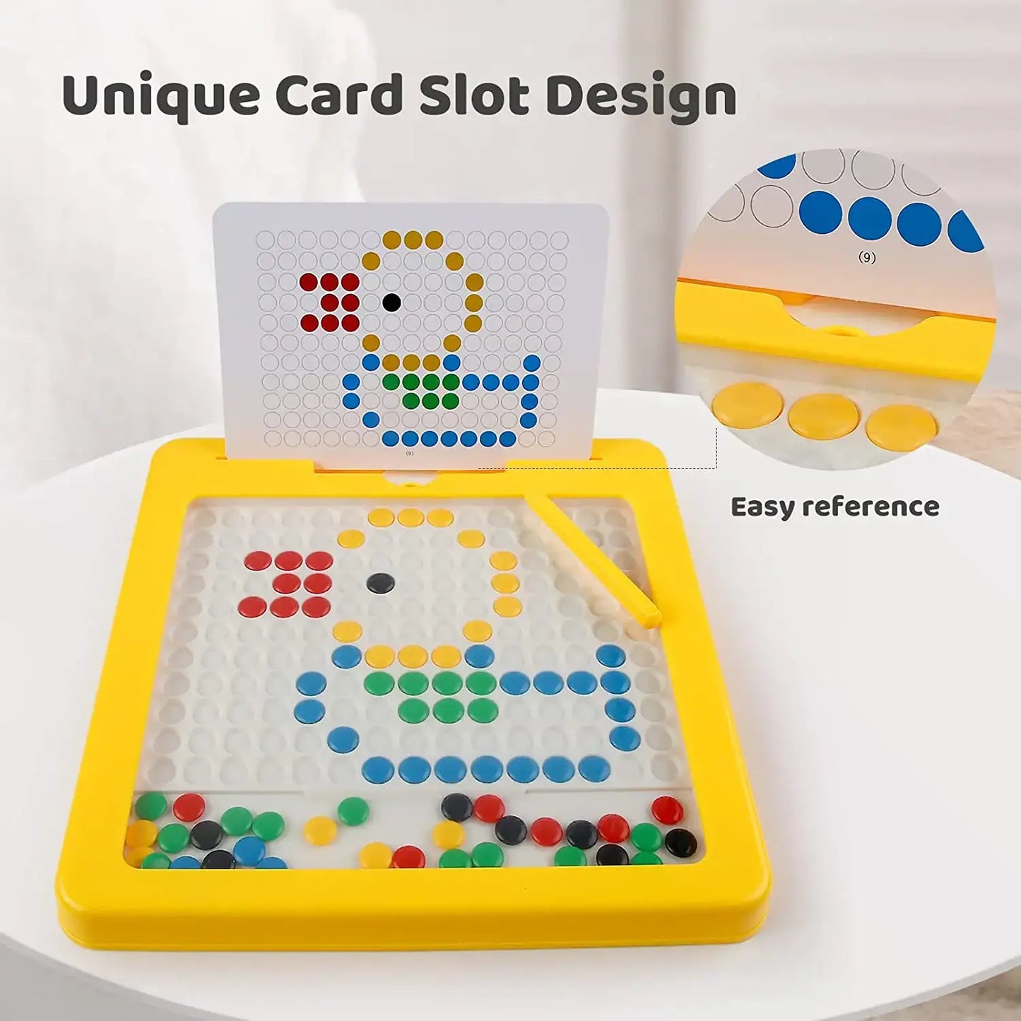 Magnetic drawing board with pen and beads