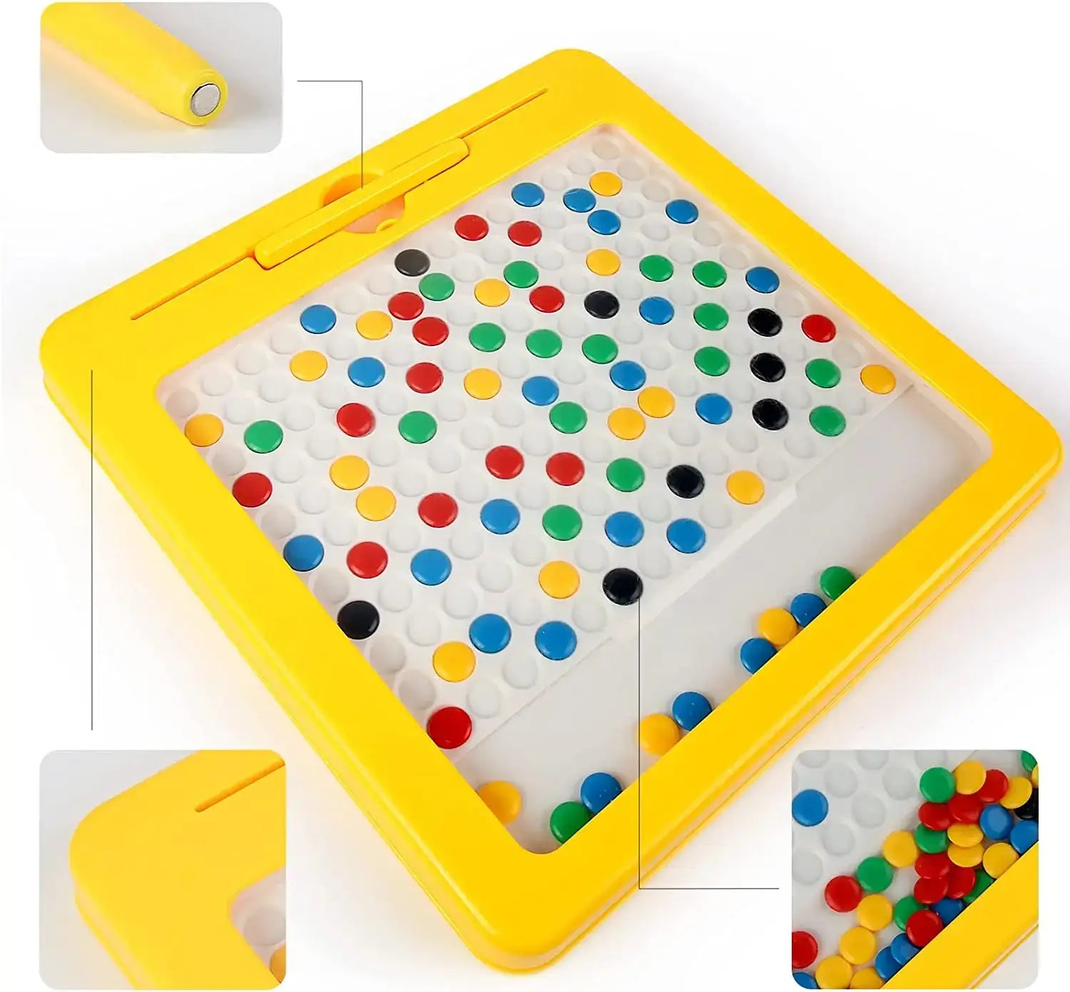 Magnetic drawing board with pen and beads