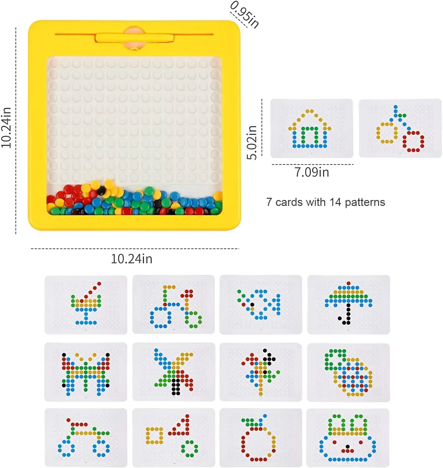 Magnetic drawing board with pen and beads