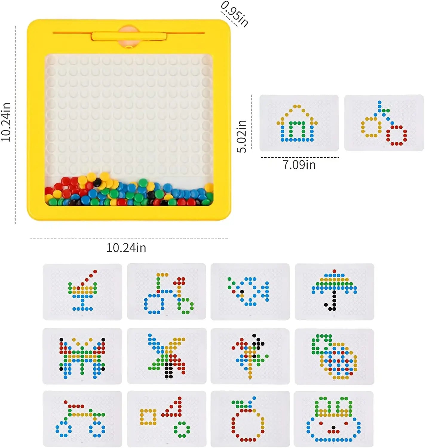 Magnetic drawing board with pen and beads