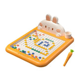 Tableau magnétique orange avec visage de lapin blanc et perles colorées pour motricité fine libérez dessin magnétique géant