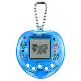 Tamagotchi cœur jeu d’élevage d’animaux virtuel en plastique bleu translucide avec chaîne argentée et écran pixelisé