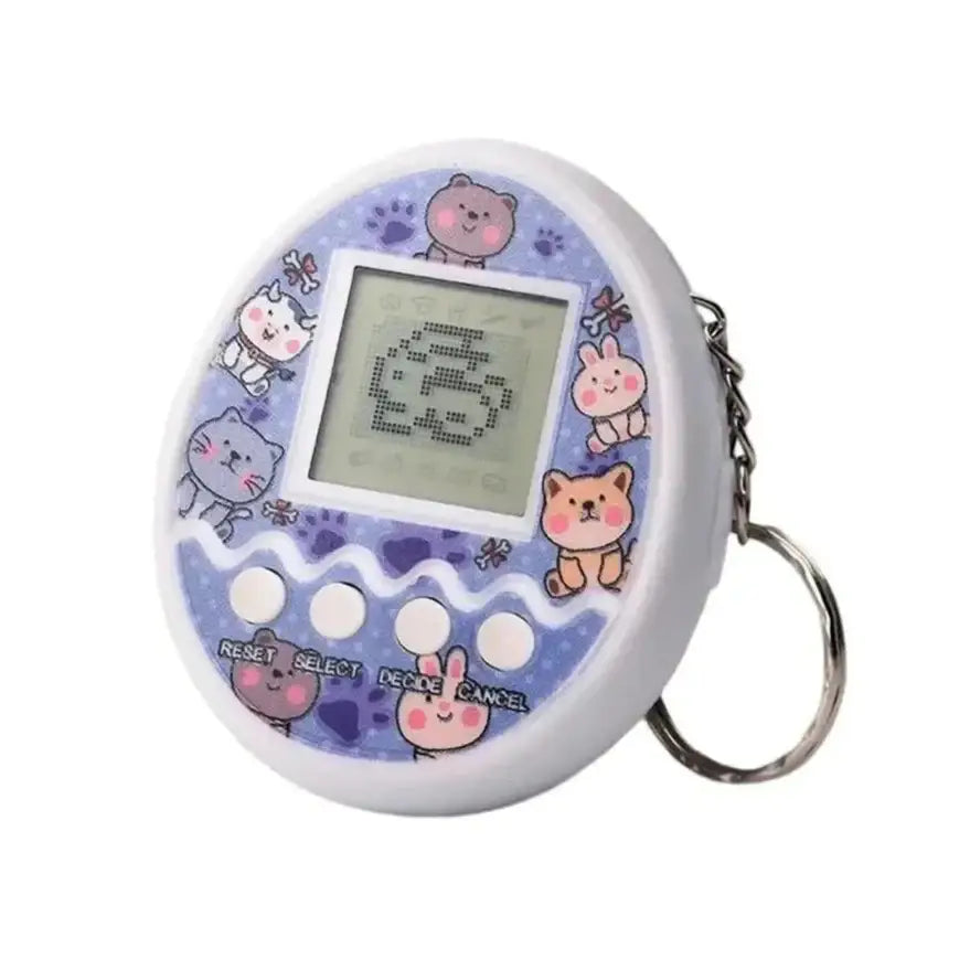 Tamagotchi électronique gestion animaux virtuels à élever jeu électronique dernier cri blanc et violet avec décorations animaux