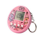 Tamagotchi électronique gestion rose en plastique avec illustrations animales et attache porte-clés pour animaux virtuels à élever